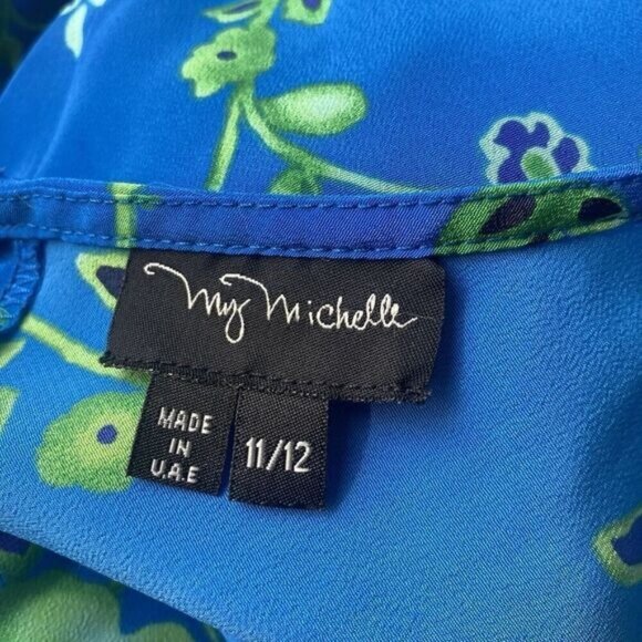 My Michelle Vintage Women Maxi Dress Size 11/12  Floral 90's Sleeveless Blue - Picture 2 of 9